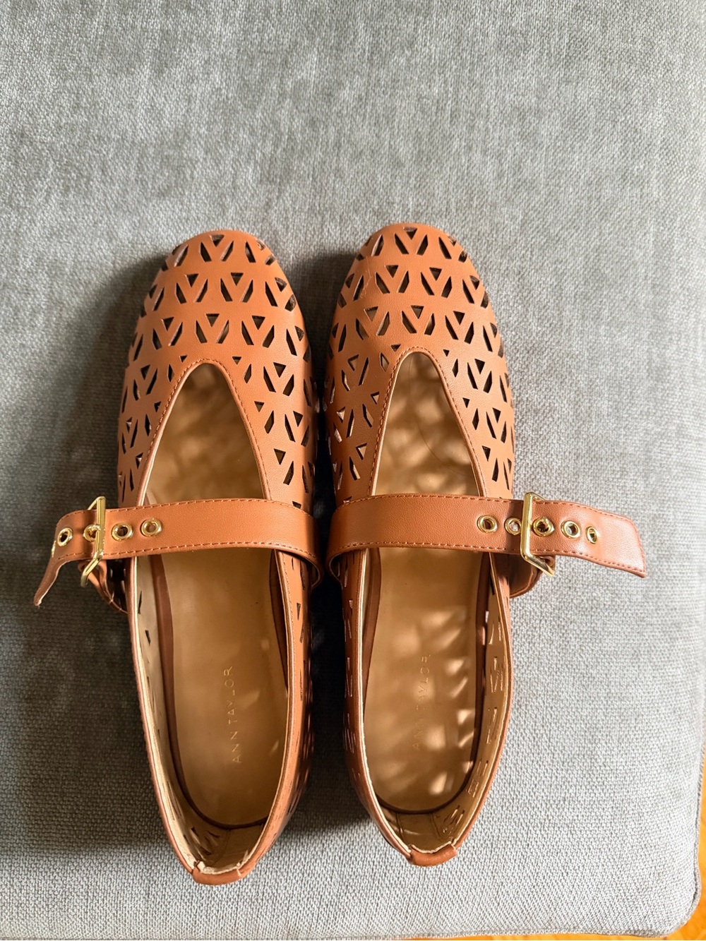 Ann Taylor Weekend Leather Mary Jane Ballet Flat Brown